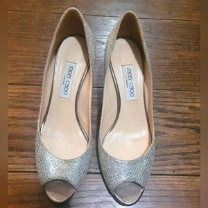 Jimmy Choo Glitter Peep Toe Pumps – Women’s 10 (EU 40)